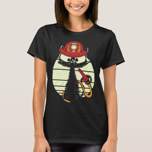 Firefighter Cat In Firefighter Uniform Firefighter T-shirt (Voorkant)
