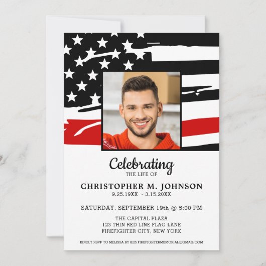 Firefighter Celebration of Life Red Line Memorial Kaart (Voorkant)