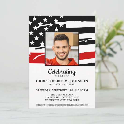 Firefighter Celebration of Life Red Line Memorial Kaart (Staand voorkant)
