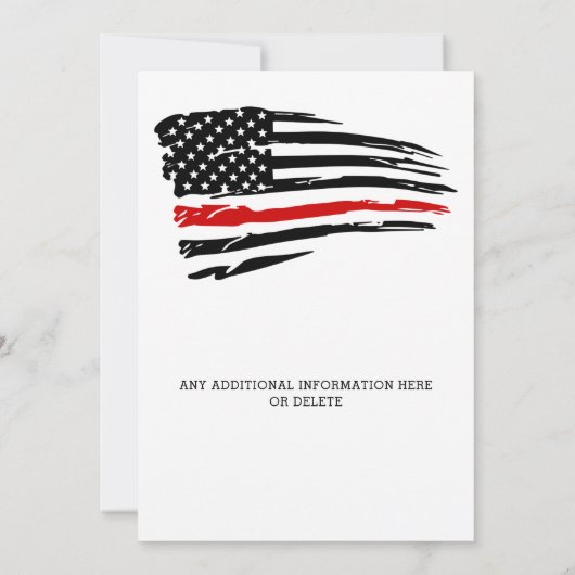 Firefighter Celebration of Life Red Line Memorial Kaart (Achterkant)