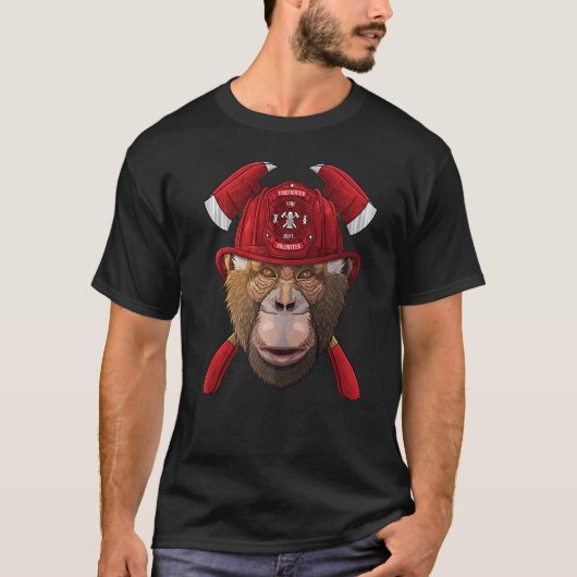 Firefighter Chimpanzee Fireman Boys Kids Fire Resc T-shirt (Voorkant)