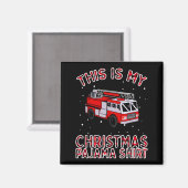 Firefighter Christmas Pajama - Fire Truck Funny Fi Magneet (Voorkant / Achterkant)