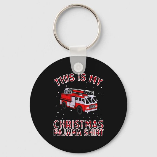 Firefighter Christmas Pajama - Fire Truck Funny Fi Sleutelhanger (Voorkant)