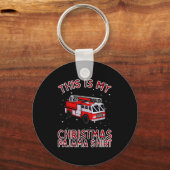 Firefighter Christmas Pajama - Fire Truck Funny Fi Sleutelhanger (Voorkant)