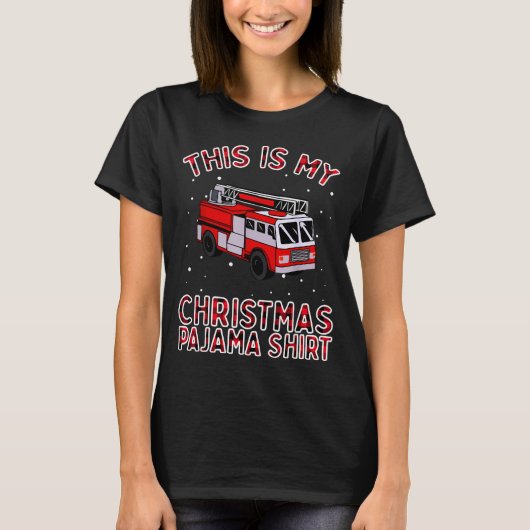 Firefighter Christmas Pajama - Fire Truck Funny Fi T-shirt (Voorkant)