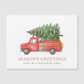 Firefighter Christmas Red Fire Truck Magnetic Card (Voorkant)