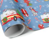 Firefighter Christmas With Santa and Dalmatian    Cadeaupapier (Rol Hoek)