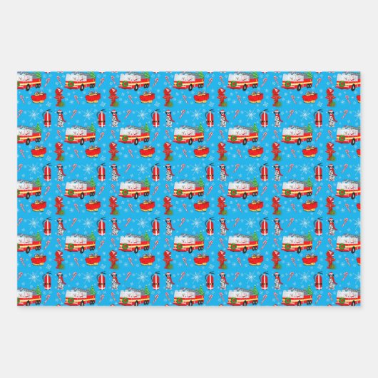 Firefighter Christmas With Santa and Dalmatian    Inpakpapier Vel (Voorkant 3)