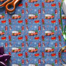 Firefighter Christmas With Santa and Dalmatian    Tissuepapier