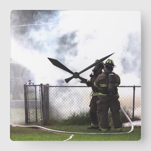 Firefighter Clock Vierkante Klok (Voorkant)