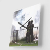 Firefighter Clock Vierkante Klok (Hoek)