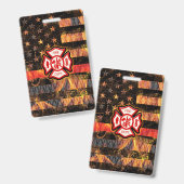 Firefighter Cross and Flames Badge (Voor- en achterkant)