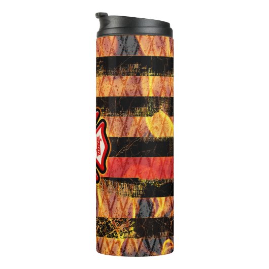 Firefighter Cross and Flames Thermosbeker (Geroteerd rechts)