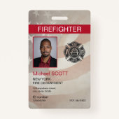 Firefighter Custom Employee Photo Barcode ID Badge (Voorkant)