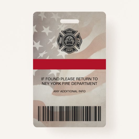 Firefighter Custom Employee Photo Barcode ID Badge (Achterkant)