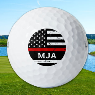 Firefighter Custom Monogram US vlag Dunne rode lij Golfballen