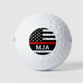 Firefighter Custom Monogram US vlag Dunne rode lij Golfballen (Voorkant)
