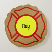 Firefighter Custom Name Rond Kussen (Achterkant)
