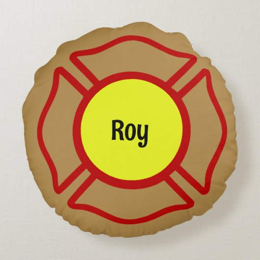 Firefighter Custom Name Rond Kussen (Achterkant)