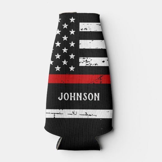 Firefighter Custom Name Thin Red Line Flesjeskoeler (Voorkant)