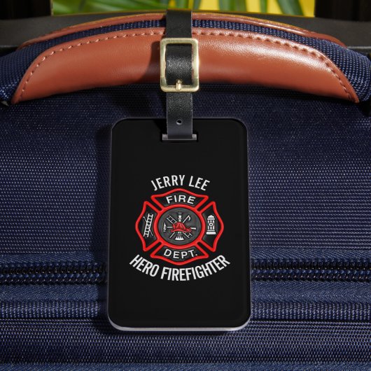 Firefighter Custom Text Name Persoonlijk Bagagelabel (Voorkant Insitu 2)