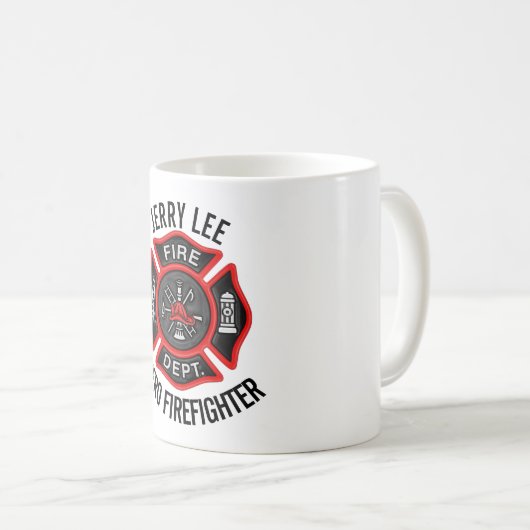 Firefighter Custom Text Name Persoonlijk Koffiemok (Voorkant rechts)