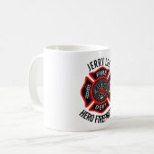 Firefighter Custom Text Name Persoonlijk Koffiemok (Voorkant links)