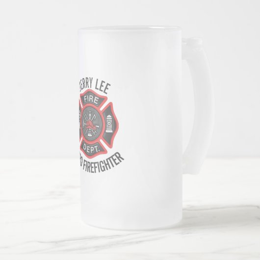 Firefighter Custom Text Name Persoonlijk Matglas Bierpul (Voorkant rechts)