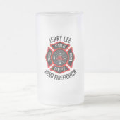 Firefighter Custom Text Name Persoonlijk Matglas Bierpul (Center)