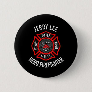 Firefighter Custom Text Name Persoonlijk Ronde Button 5,7 Cm
