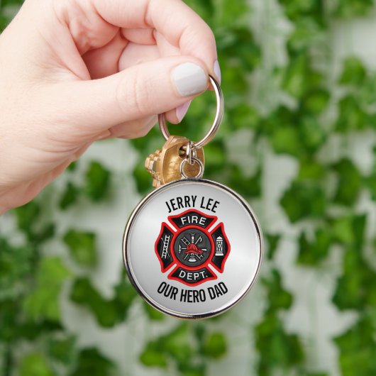 Firefighter Custom Text Name Persoonlijk Sleutelhanger (Hand)