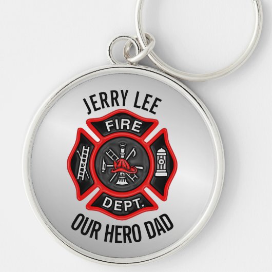 Firefighter Custom Text Name Persoonlijk Sleutelhanger (Voorkant)