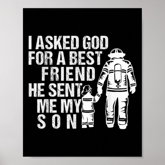 Firefighter Dad Son Quote New Daddy Fireman Dad Fa Poster (Voorkant)