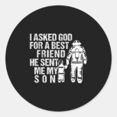 Firefighter Dad Son Quote New Daddy Fireman Dad Fa Ronde Sticker (Voorkant)