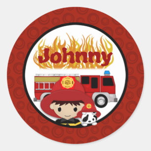 FIREFIGHTER dalmatian fire truck BRAND name #2 01B Ronde Sticker