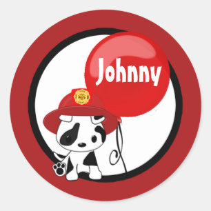 FIREFIGHTER dalmatian verjaardagsballonsticker #1 Ronde Sticker