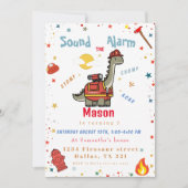 Firefighter dinosaur birthday kaart (Voorkant)