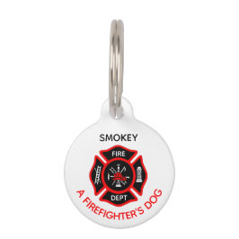 Firefighter Dog Label met naam Huisdierpenning