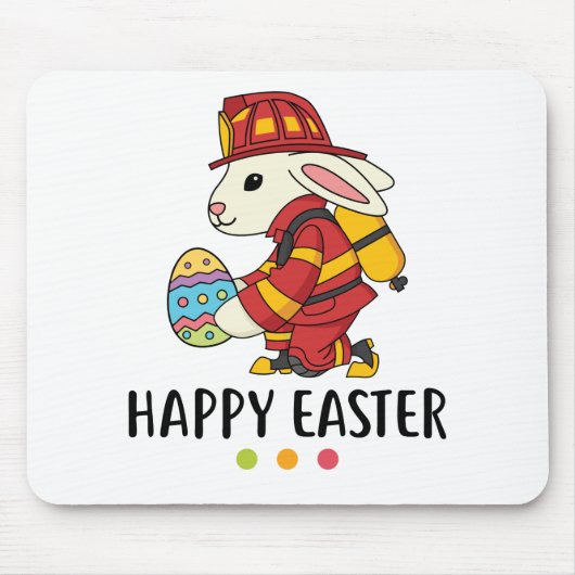 Firefighter Easter Bunny Muismat (Voorkant)