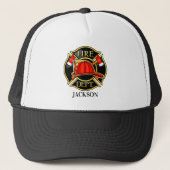 Firefighter Emblem Red en Black Trucker Pet (Voorkant)