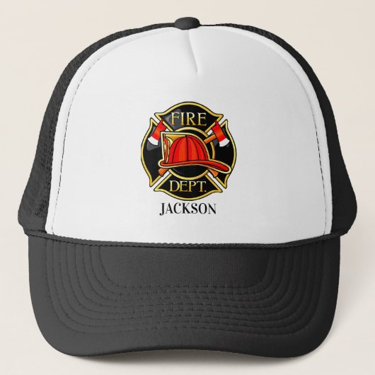 Firefighter Emblem Red en Black Trucker Pet (Voorkant)