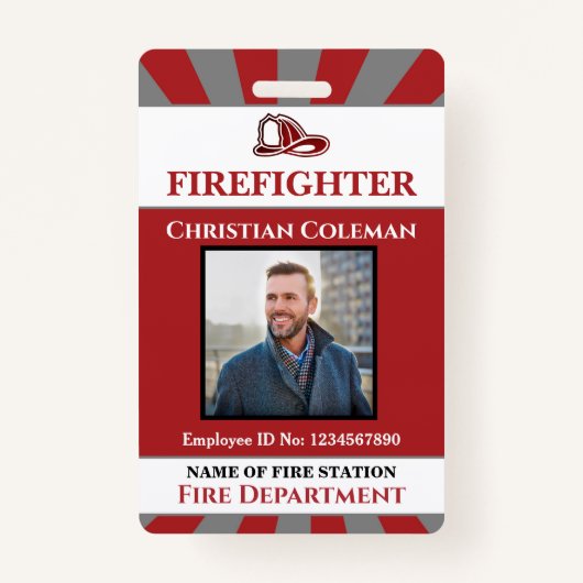 Firefighter Employee ID Card Photo Logo Custom Badge (Voorkant)