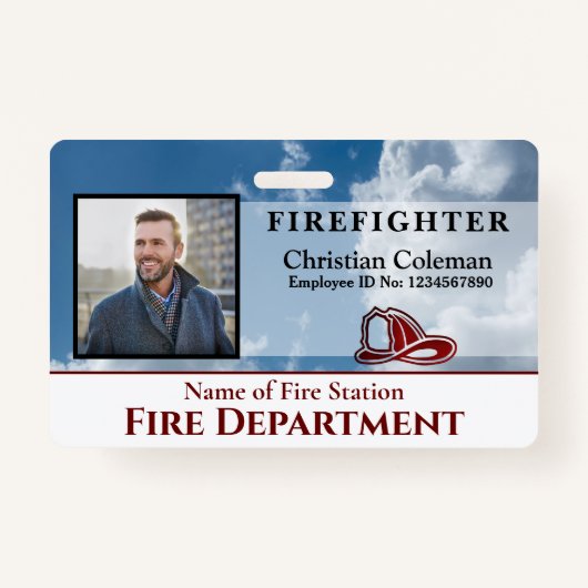Firefighter Employer Photo Name ID Card Aangepast Badge (Voorkant)