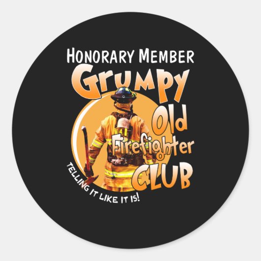 Firefighter | Erelid Grumpy Firefighter Ronde Sticker (Voorkant)