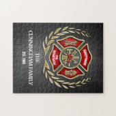 Firefighter Familie Gepersonaliseerd Legpuzzel (Horizontaal)