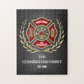 Firefighter Familie Gepersonaliseerd Legpuzzel (Verticaal)