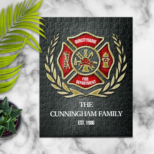 Firefighter Familie Gepersonaliseerd Legpuzzel