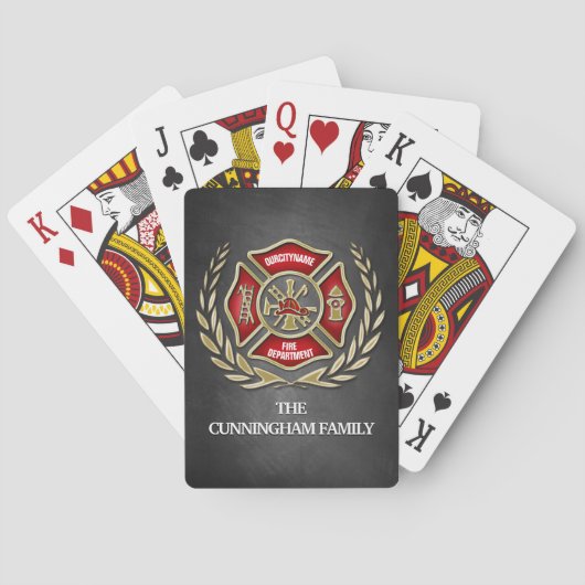Firefighter Familie Gepersonaliseerd Pokerkaarten (Achterkant)