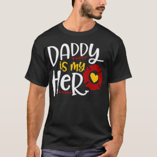 Firefighter Fathers Day Papa is mijn Hero Gift Ide T-shirt