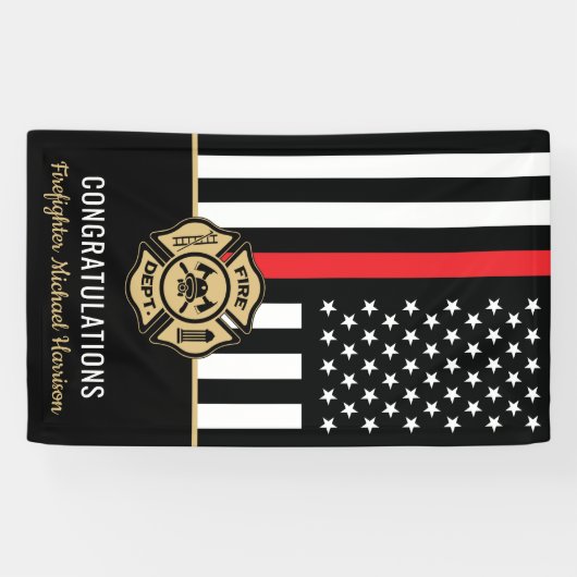 Firefighter Fire Academy Fireman Graduation Spandoek (Horizontaal)
